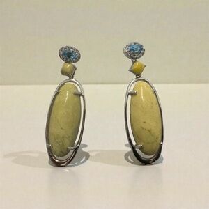 UTC Sterling Silver Blue and Yellow Stone Drop Earrings